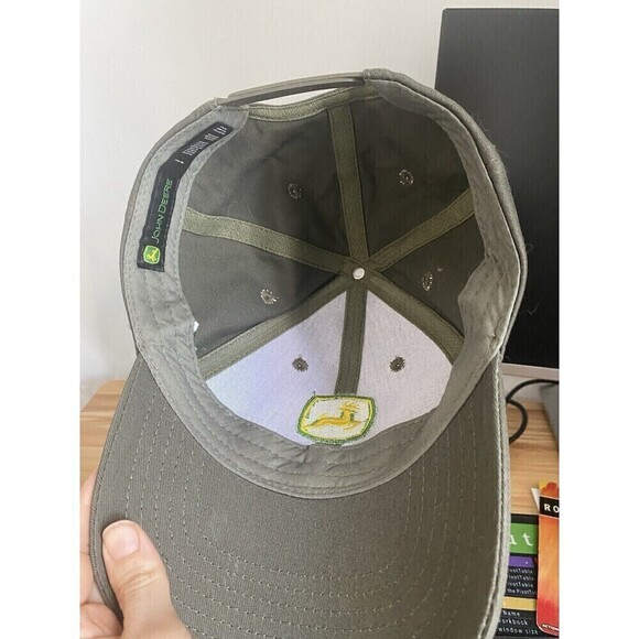 John Deere Hat Grey Strap Back Green Letters & Green / Yellow Logo See Pictures - Picture 5 of 7